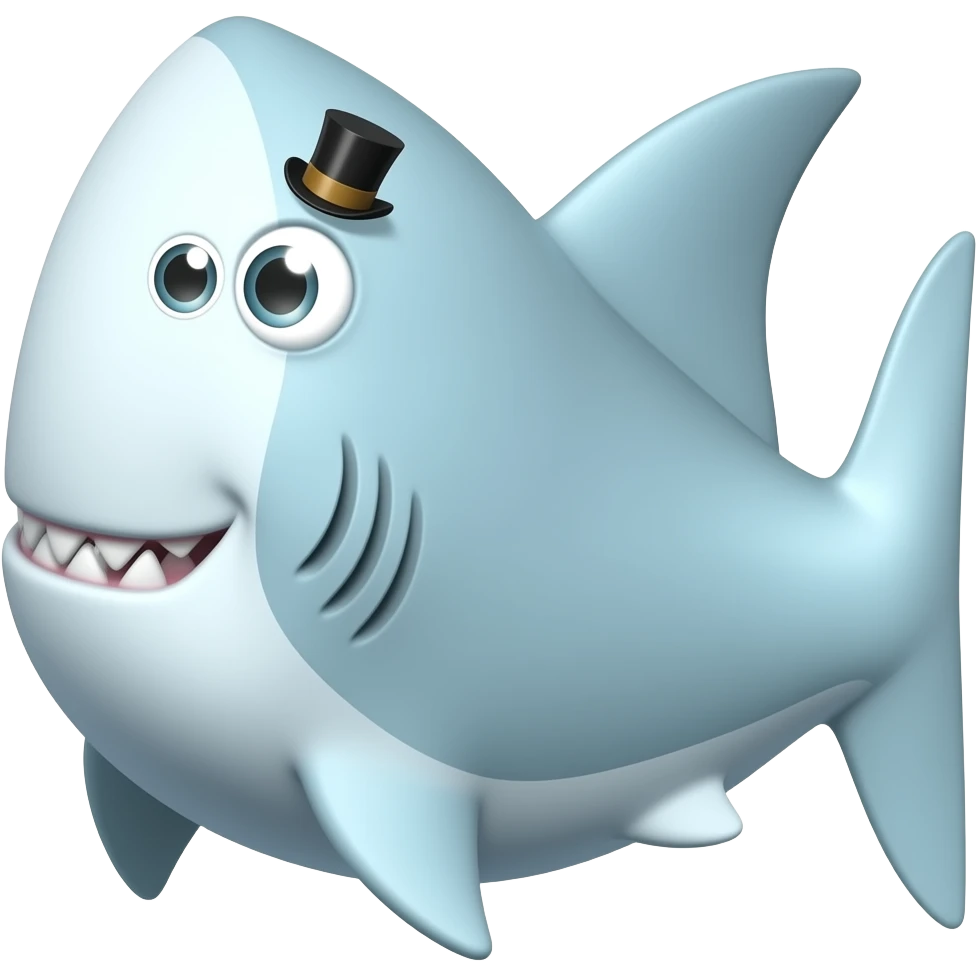 Shark with a top hat emoji