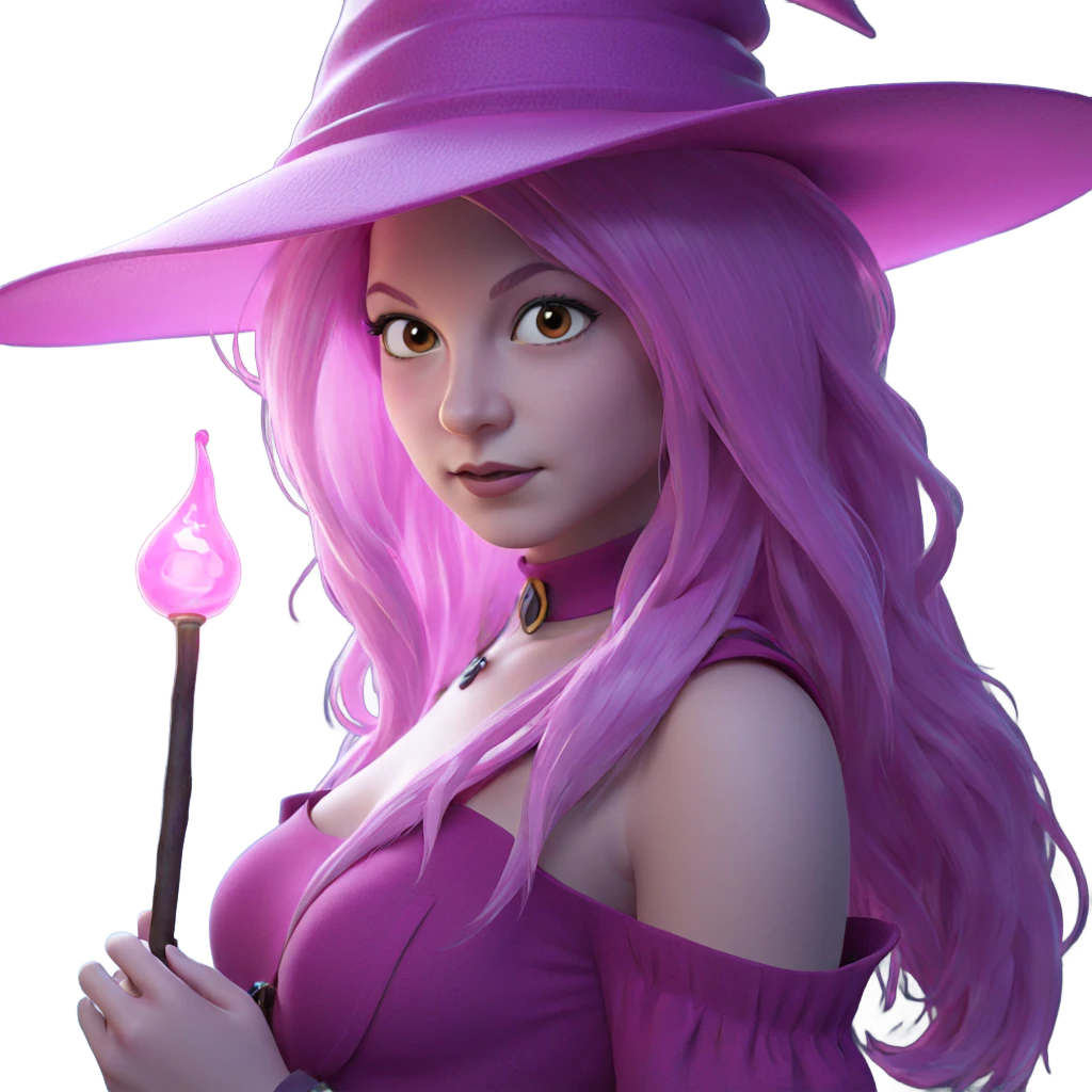 pink-haired girl in witch hat emoji