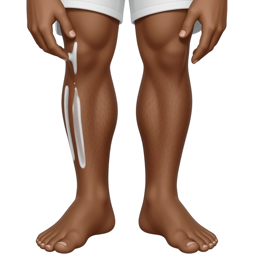 MALE LEGS  ONLY DARKBEOWN SKIN APPLYING CREAM emoji