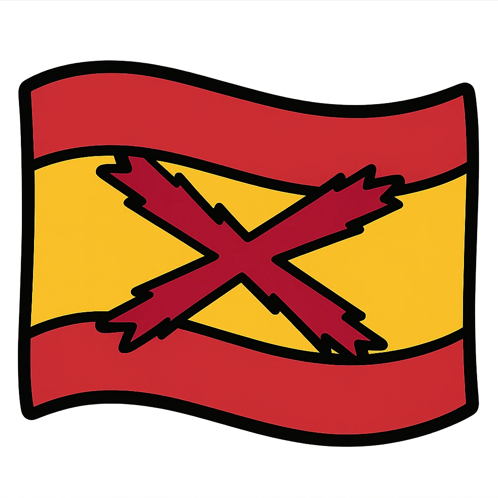 Spanish flag with Burgundy cross, vibrant illustration style emoji