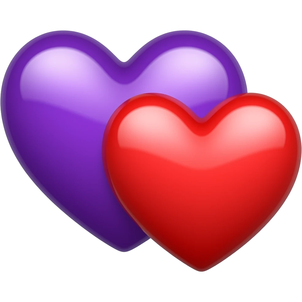 Purple heart over a red heart side by side emoji