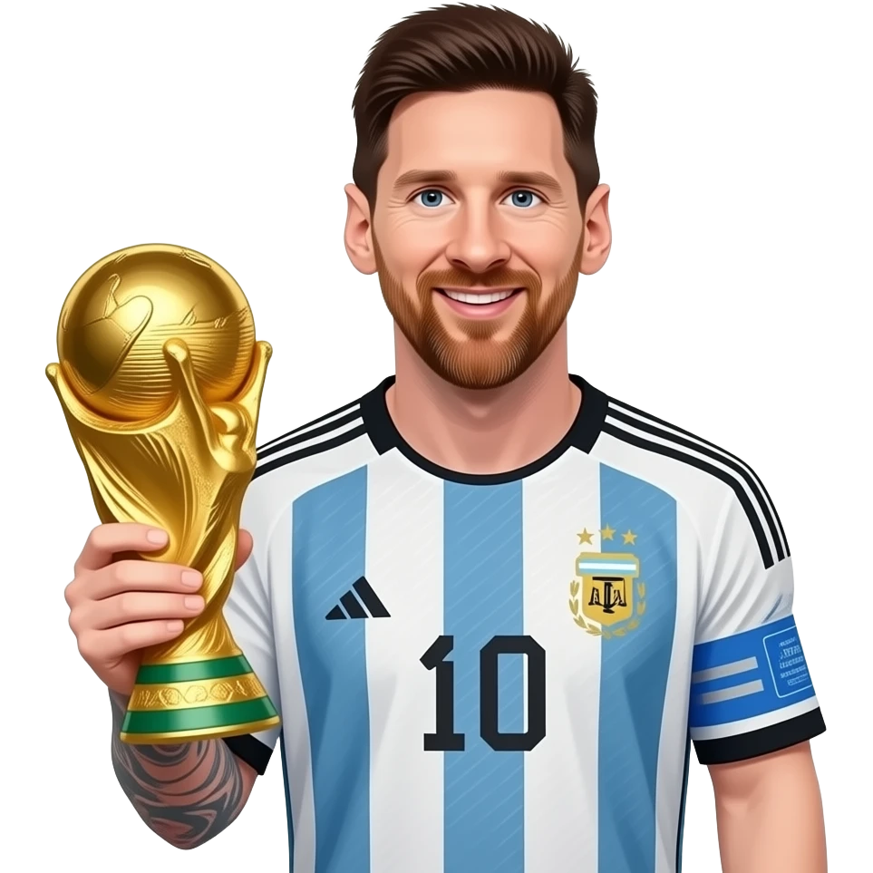 Messi holding the world cup emoji