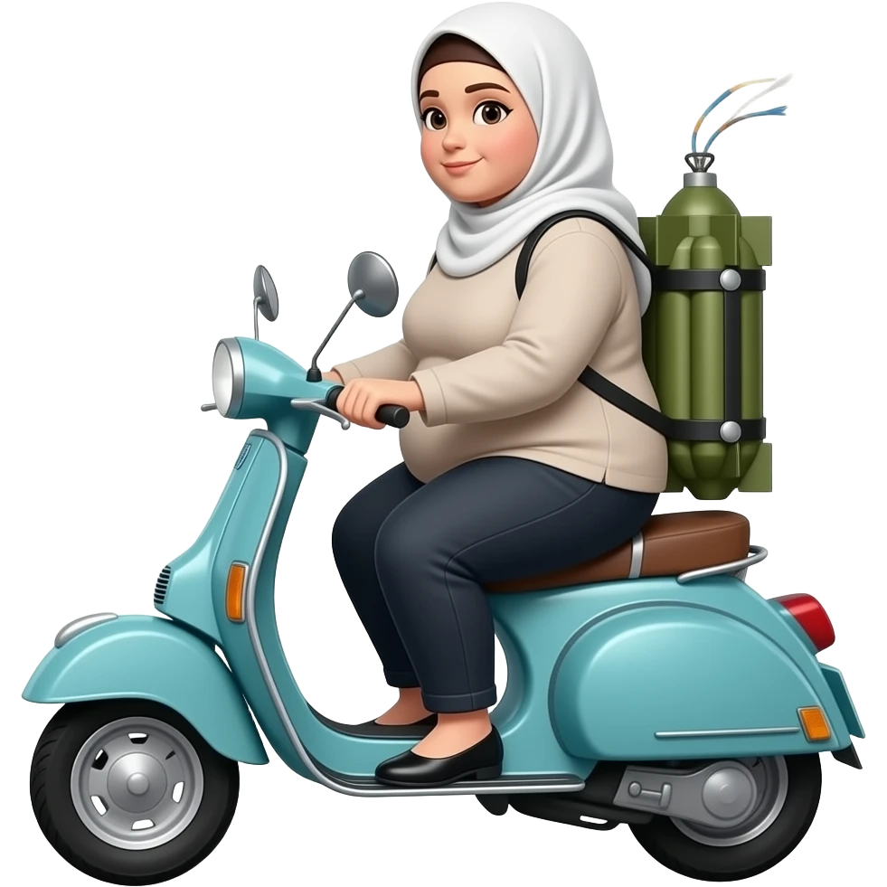 Fat VERY muslim woman with no beard and is on scooter with bomb strapped to it emoji