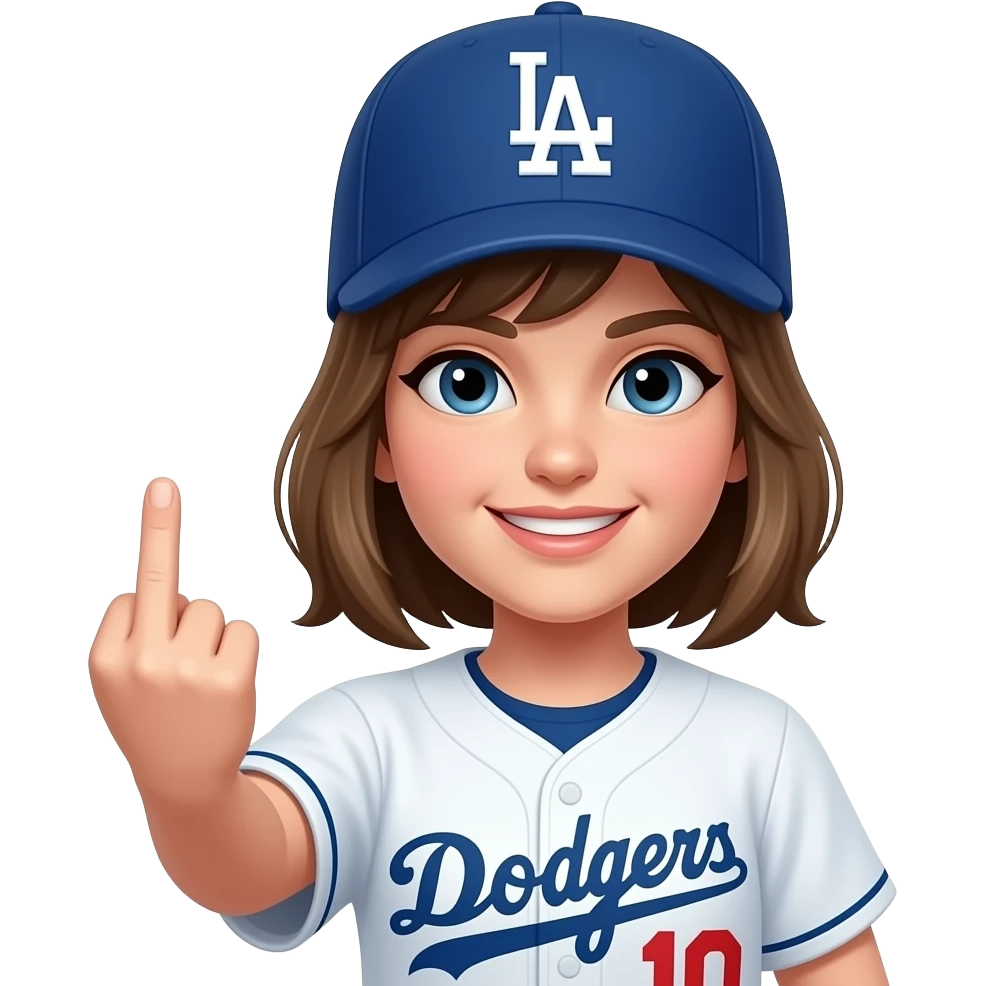 Girl with middle finger with dodgers emoji