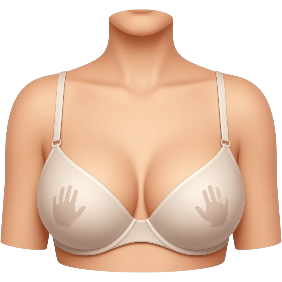 Seins avec soutif et traces de mains Sur le soutif emoji