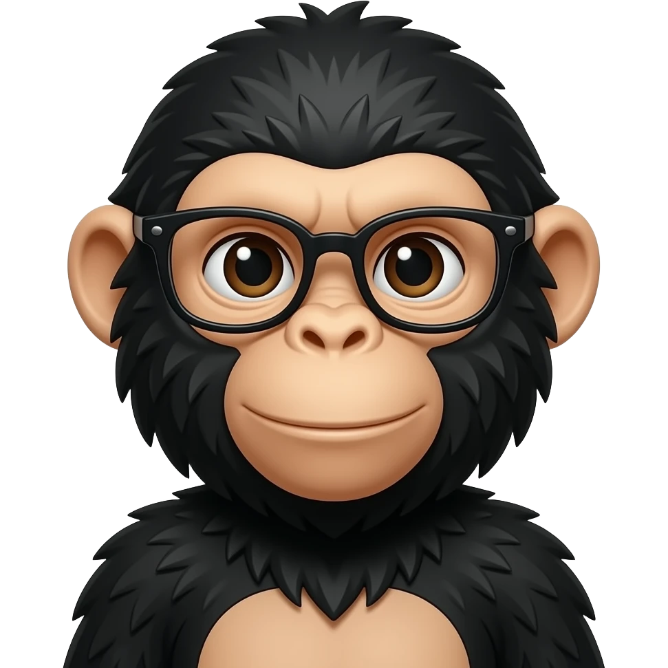 Makaken ape female black hair glasses emoji