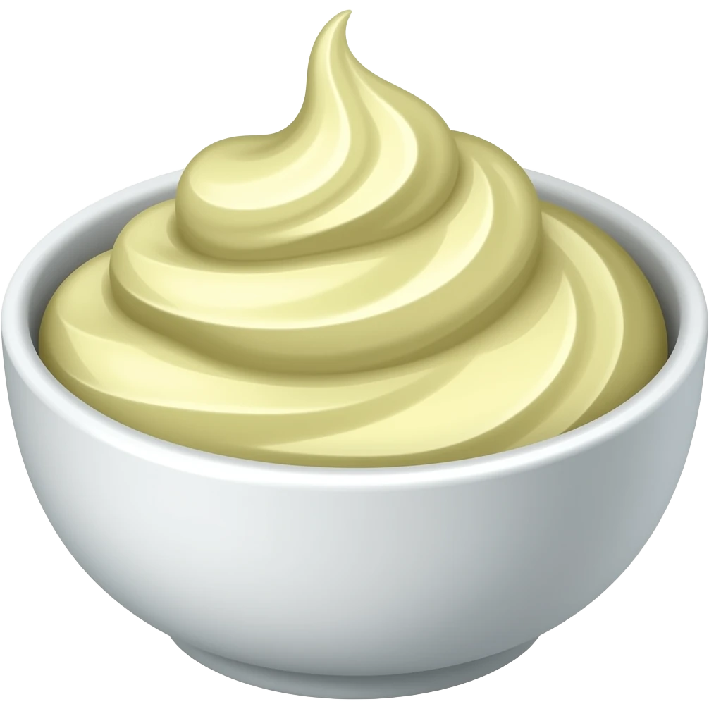 yellow greenie cream in a white bowl emoji