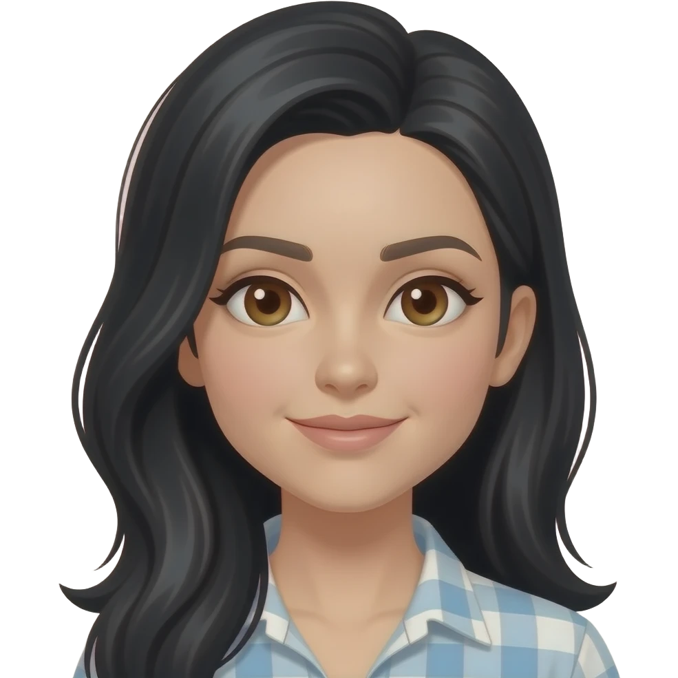 woman who has brown eyes and black hair long hair emoji