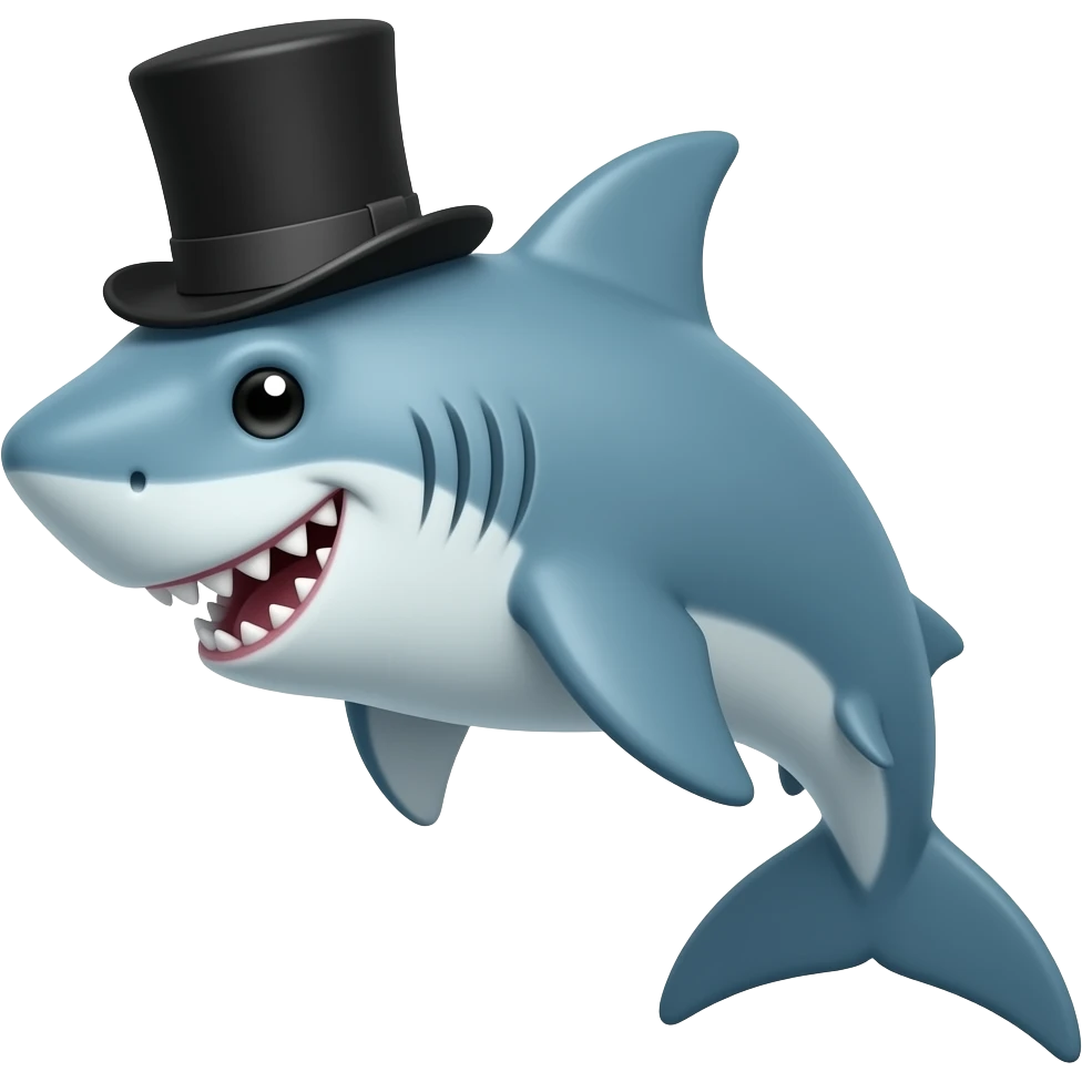 Shark with a top hat emoji