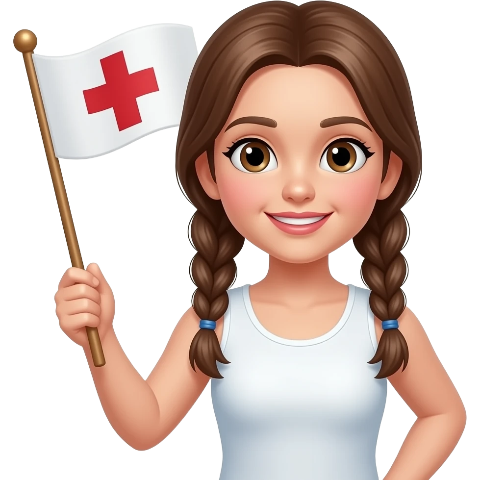 a gril with two sided braid holding a lifeguards in her hands half body close up emoji