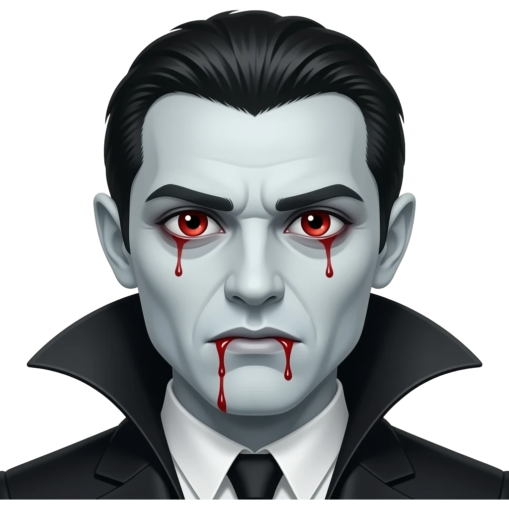 make the eyes bloody no tears but blood  from the mouth to depict a vampire emoji