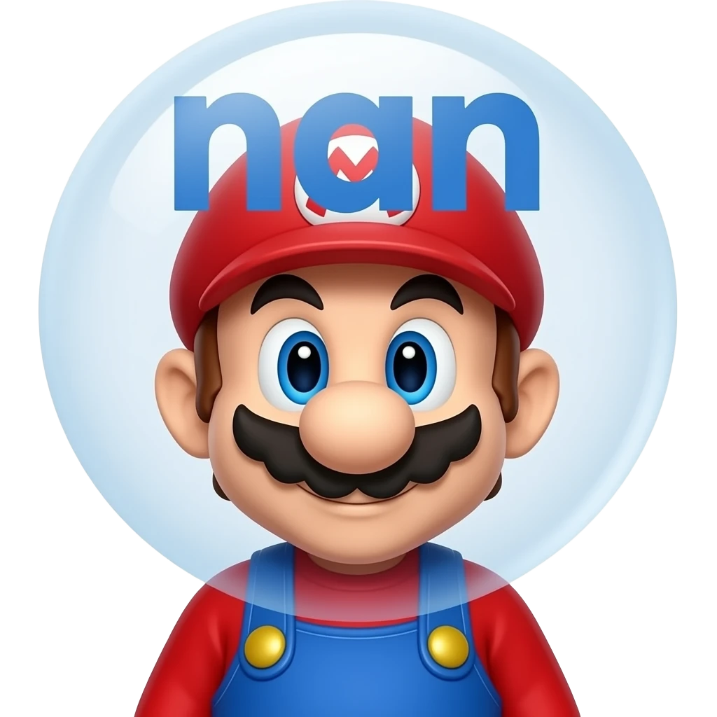 Mario avec écrit nan dans une bull au dessu de sa tête emoji