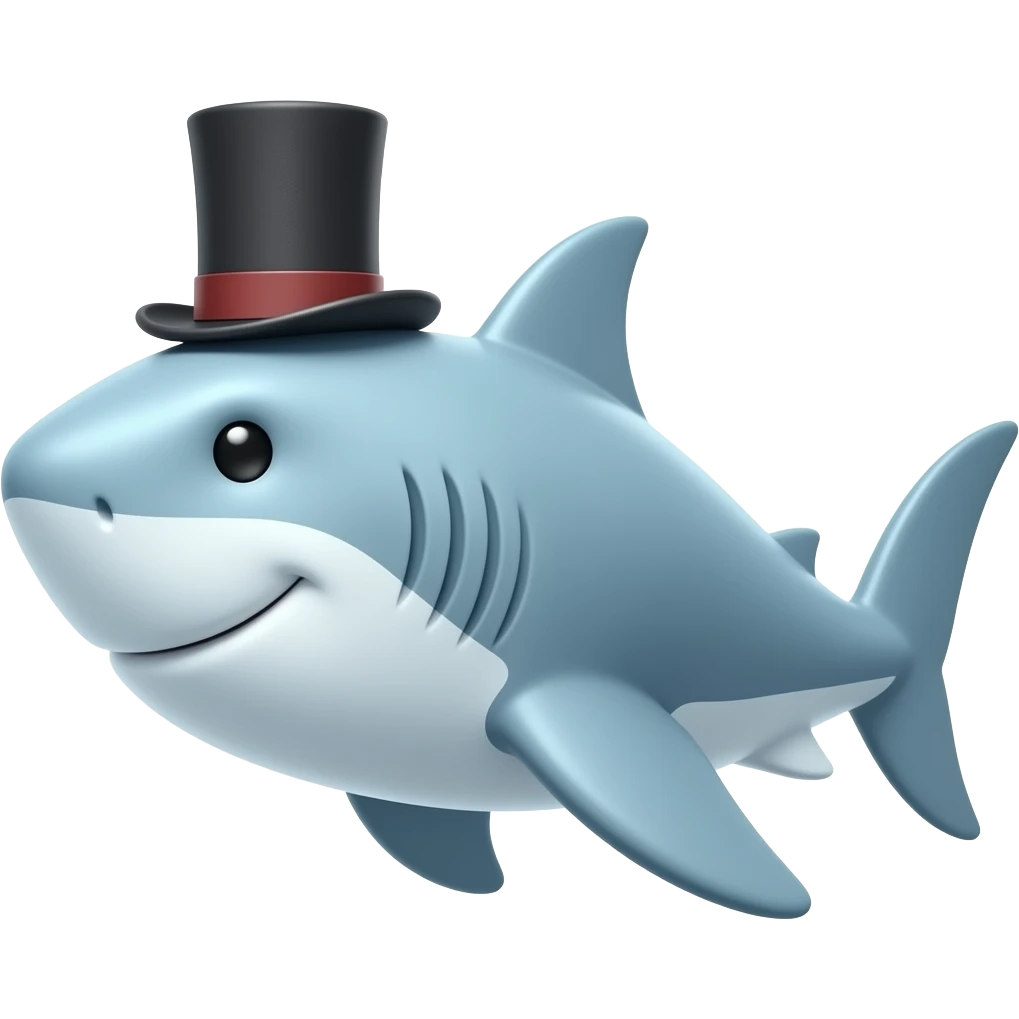 Shark with a top hat emoji