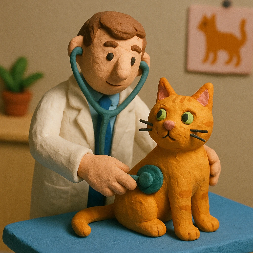 veterinarian examining a cat emoji