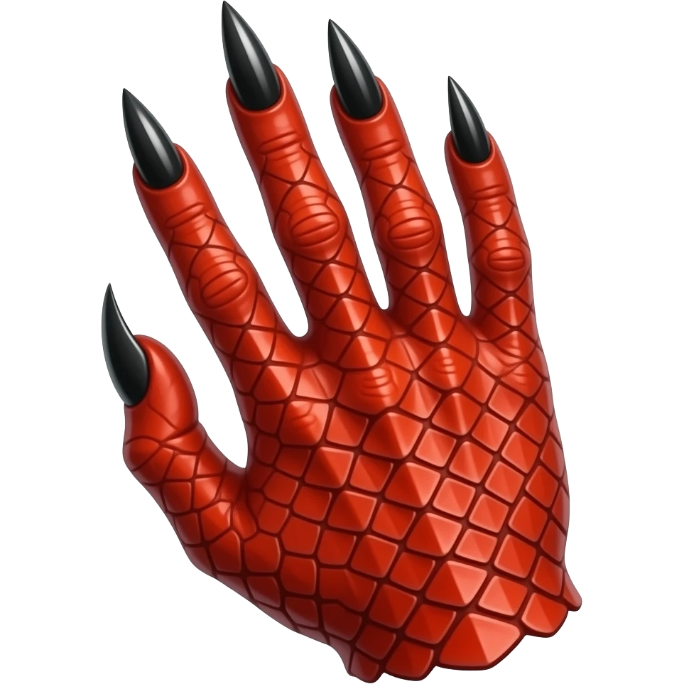 hand with red scales and black hooked claws emoji