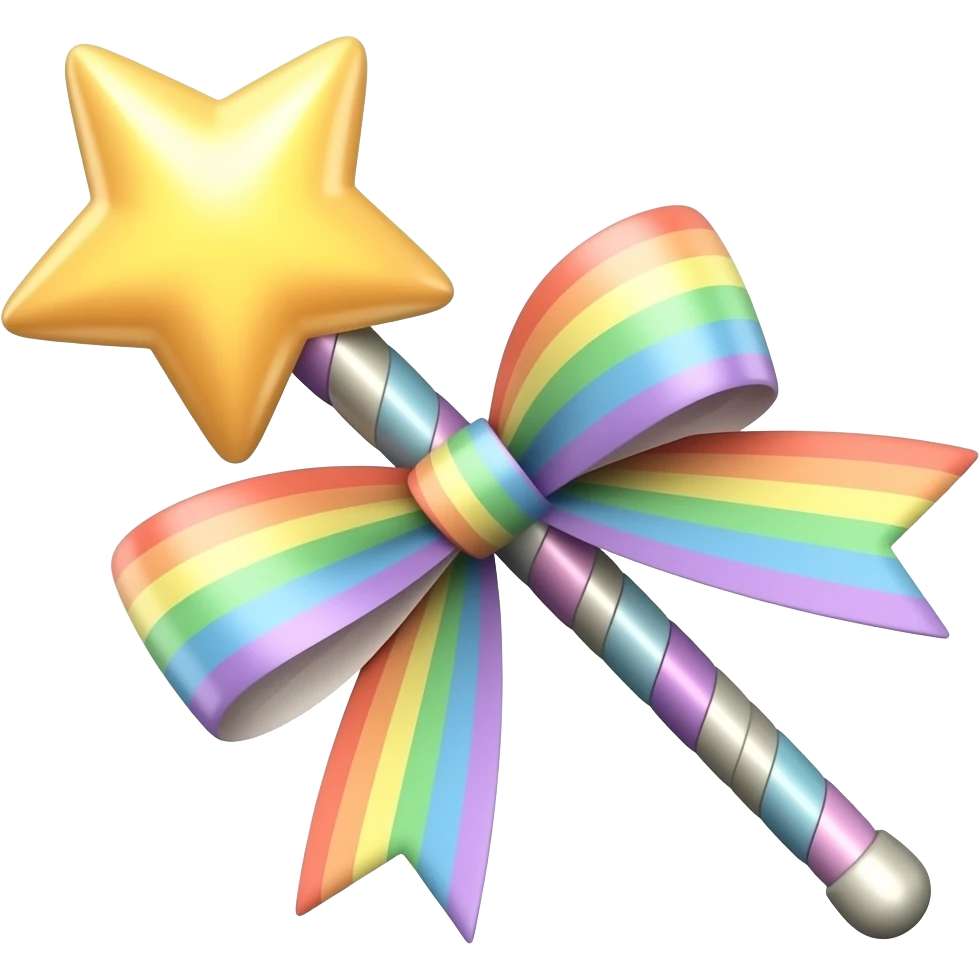 Pastel Rainbow Ribboned pastel rainbow magic wand emoji