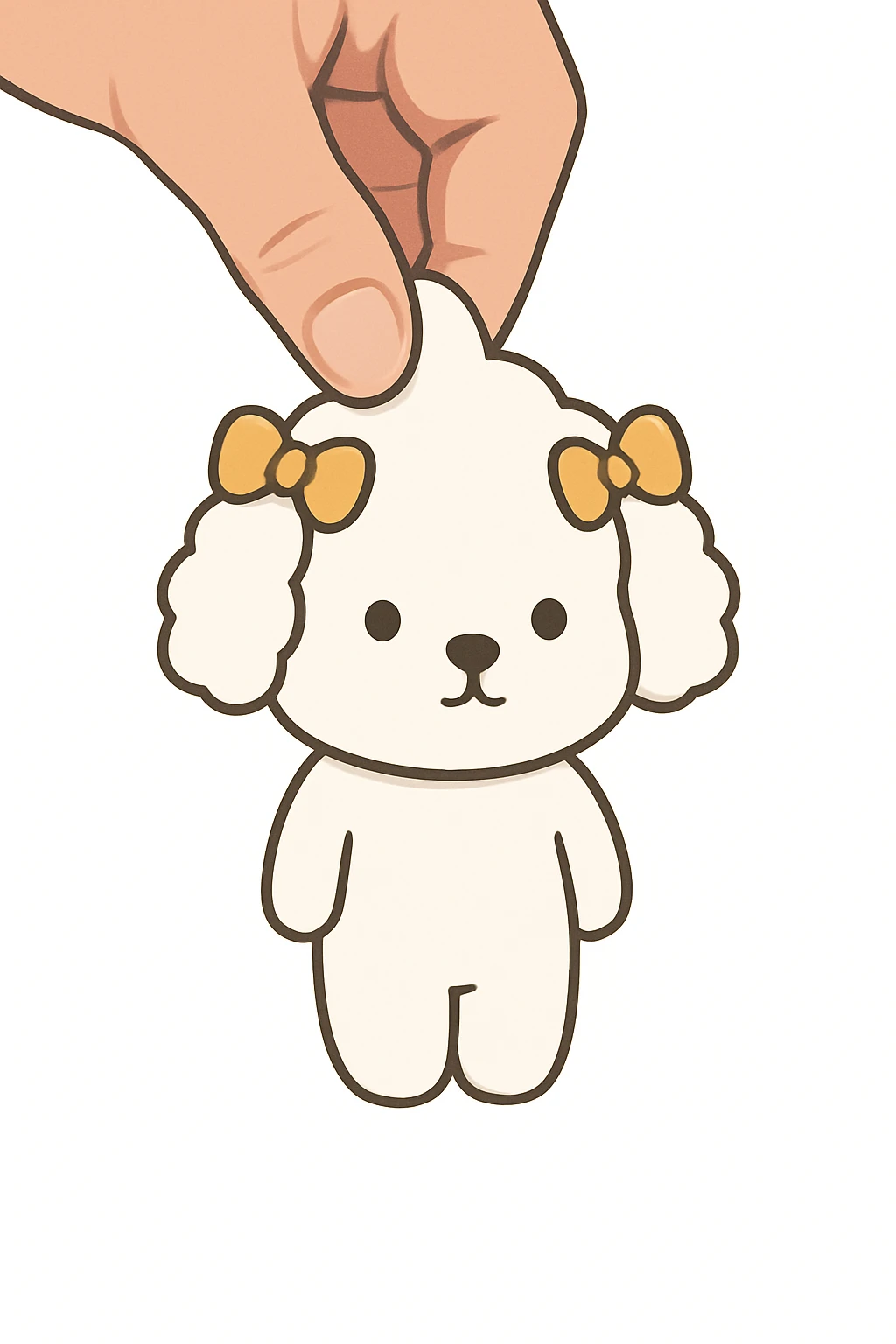 Adjust the image of the cute little dog to bring its legs closer together while maintaining the same cute style and keeping all other details the same. emoji