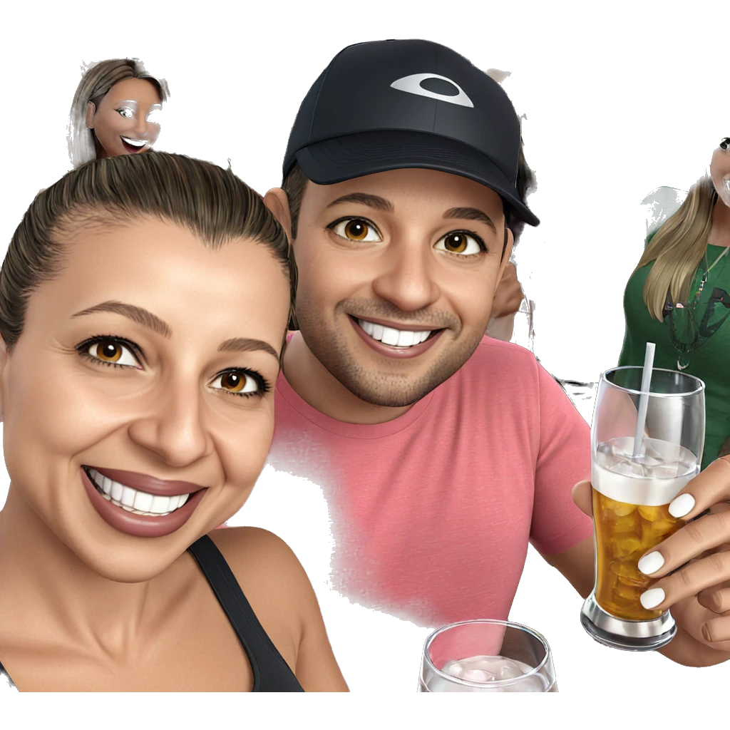 smiling group with drinks emoji