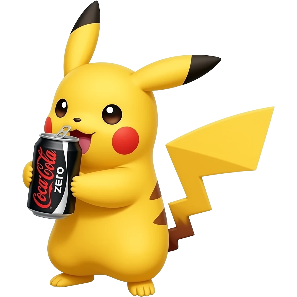 Pikachu drinking coke zero emoji