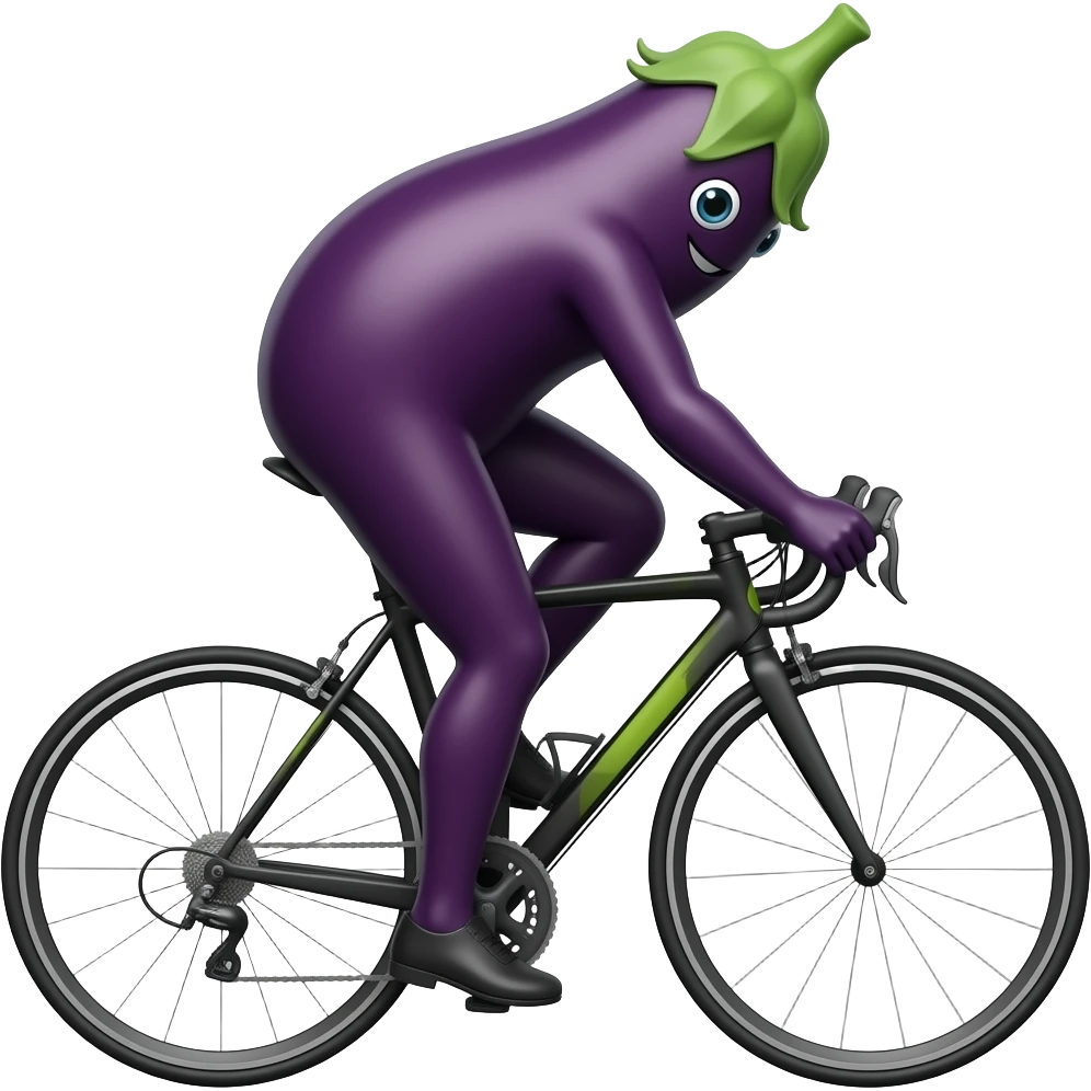 Bike rider riding eggplant emoji