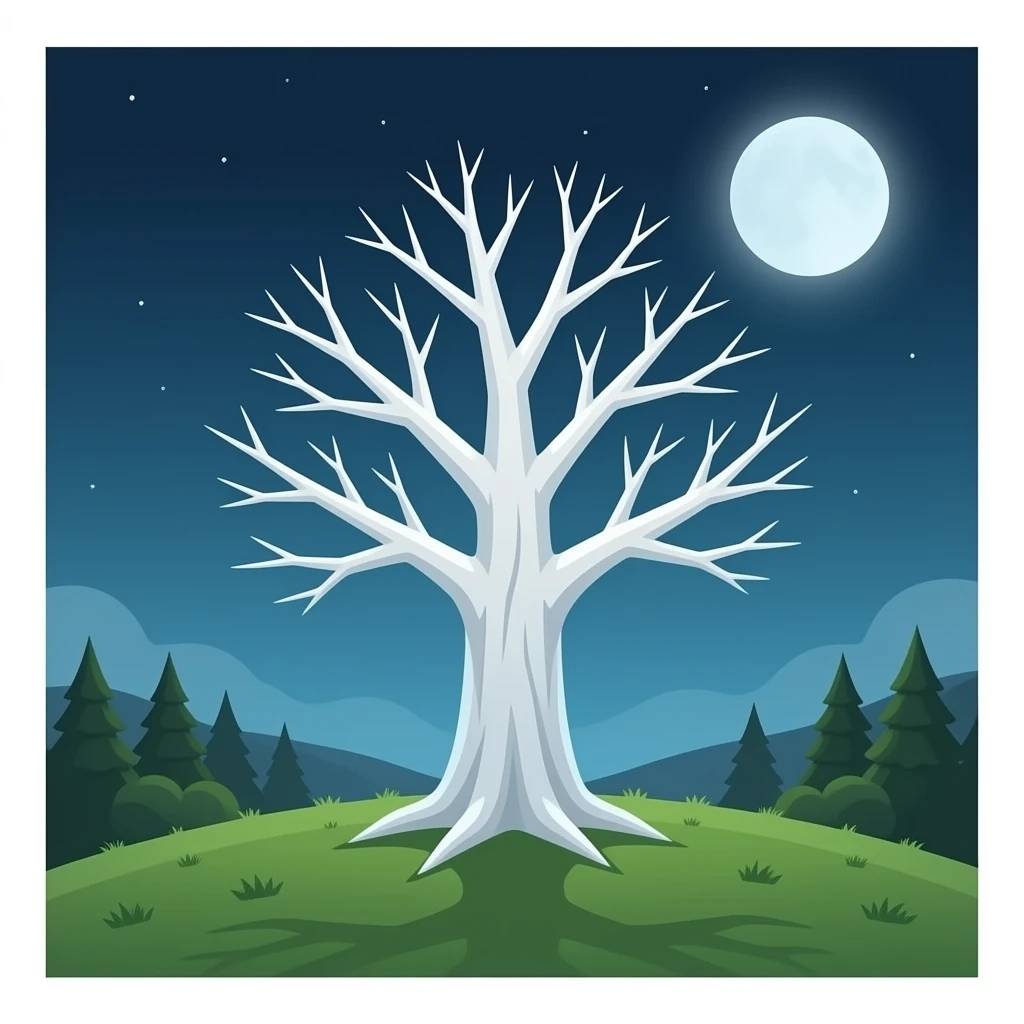 surrealistic - white bare haunted tree on hill emoji