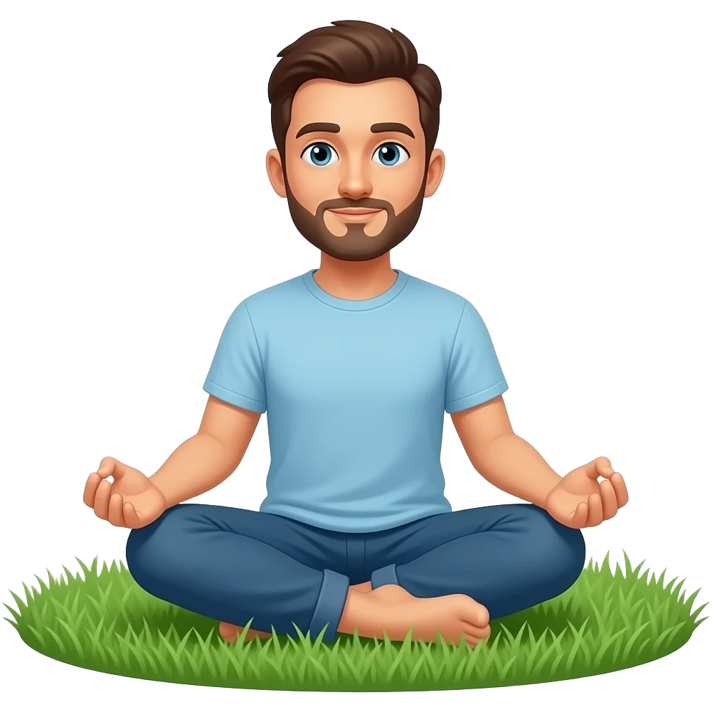 man meditating on top of grass emoji