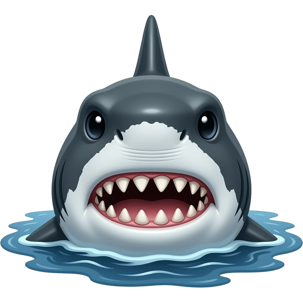 Tubarao agressivo,n tao animado de frente com dentes maiores emoji
