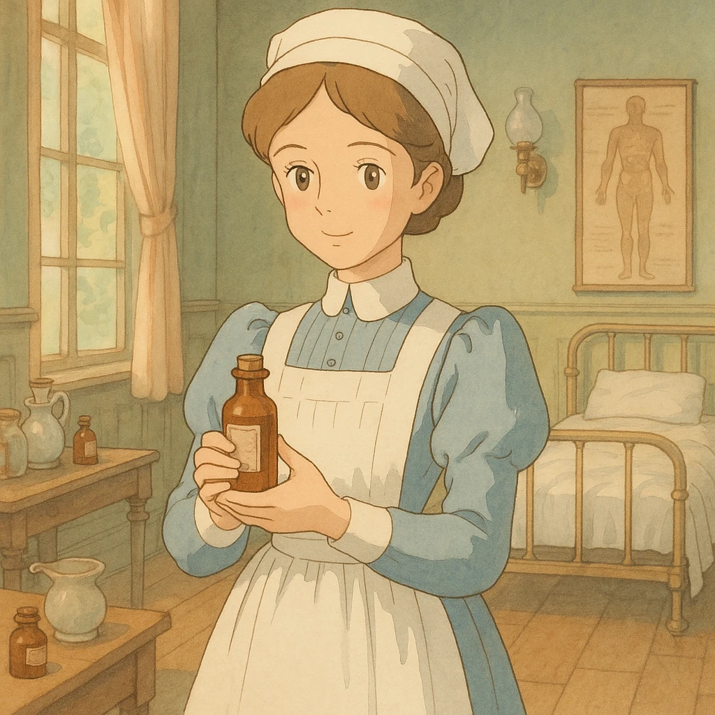 victorian nurse holding a medicine bottle emoji