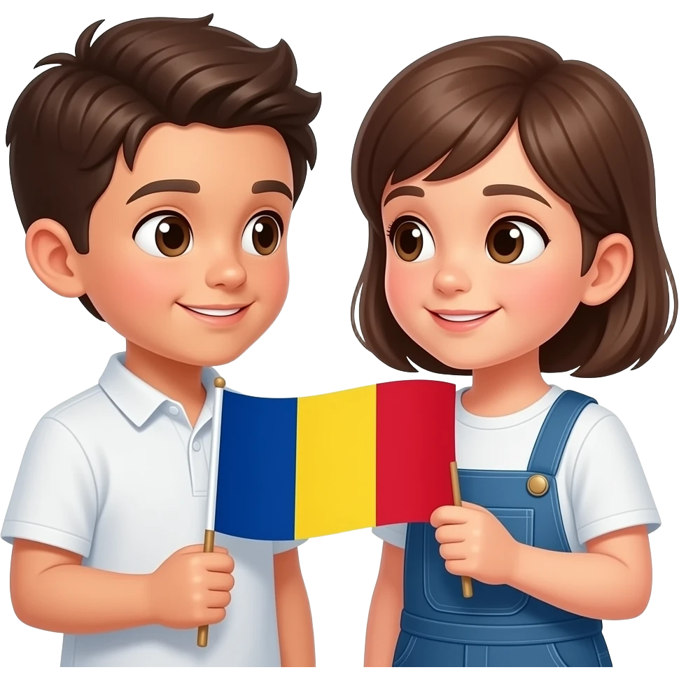 two talking children Romania flag emoji
