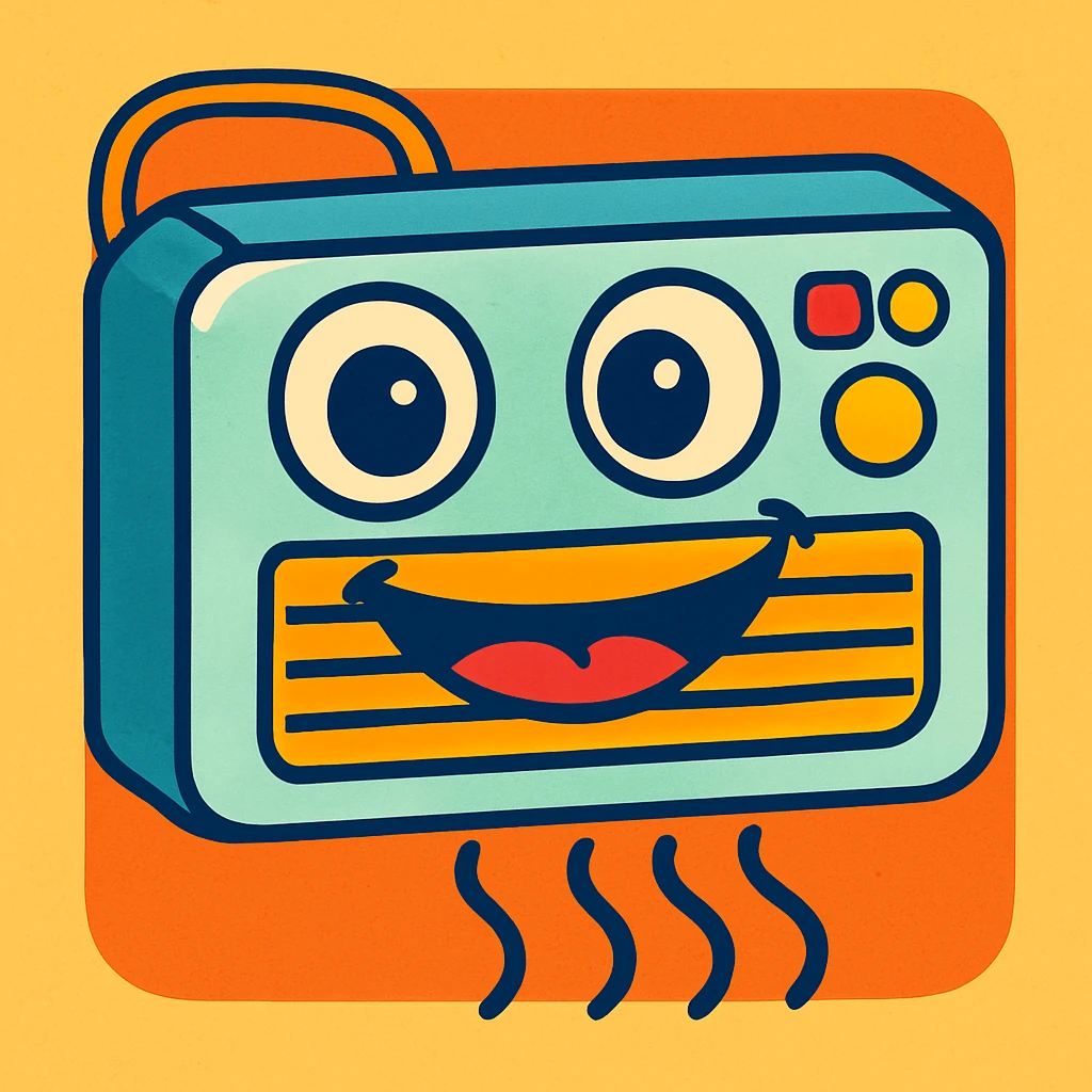 cartoon style air conditioning unit with playful colors emoji