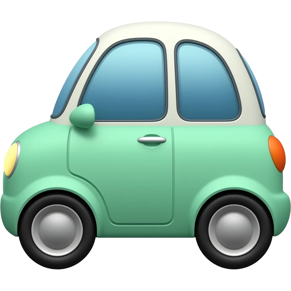 Mint green minicar with white roof emoji
