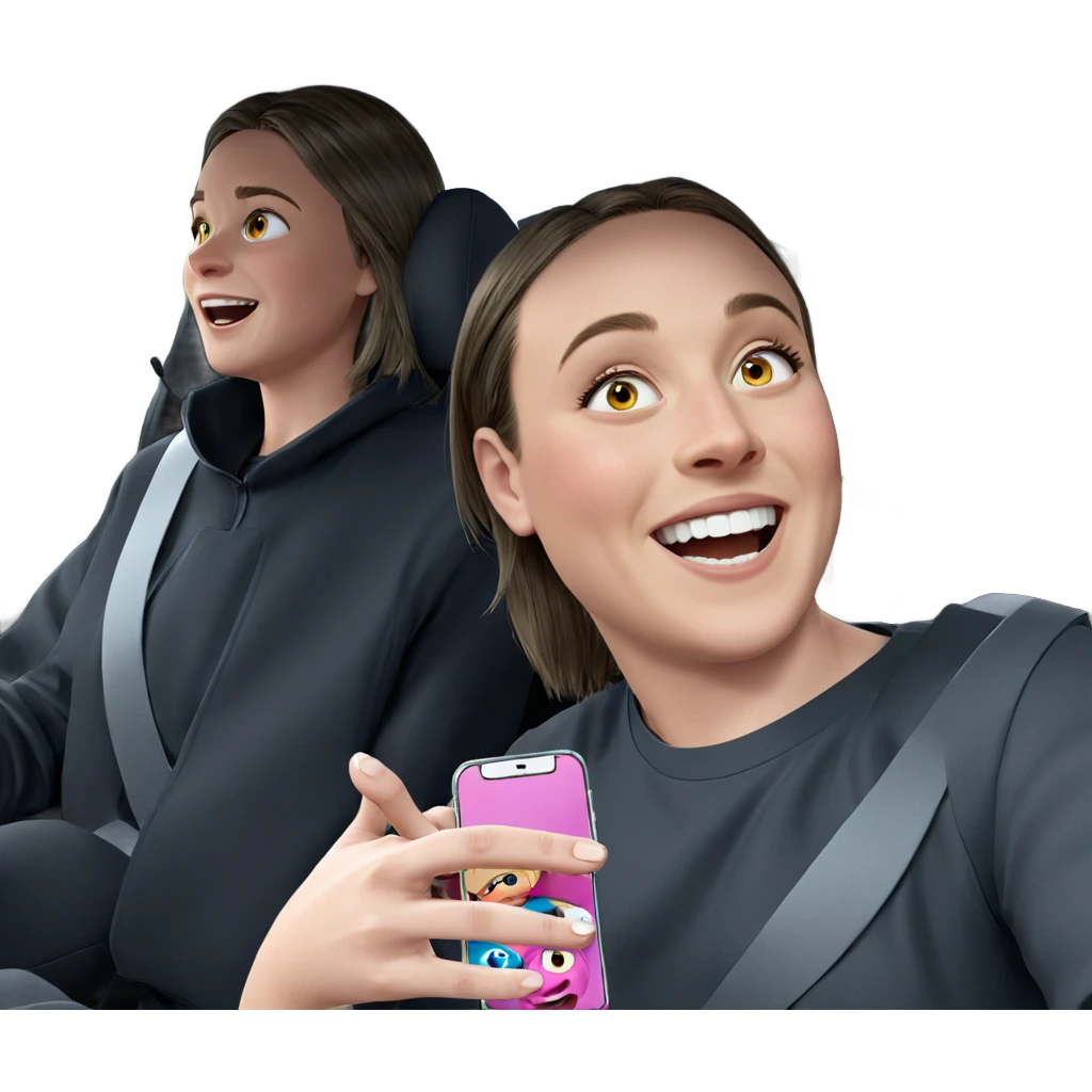 girl and boy in car emoji