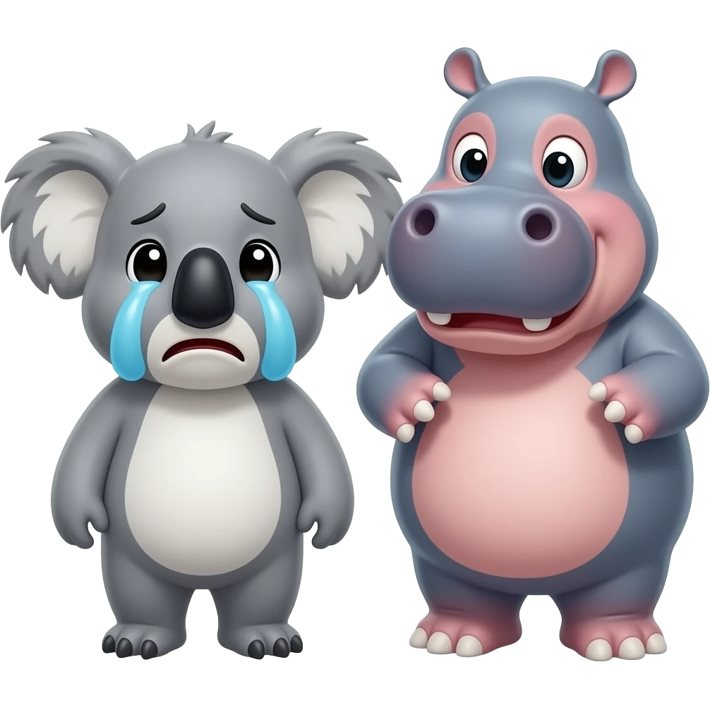 koala sad crying with hippo bullying emoji