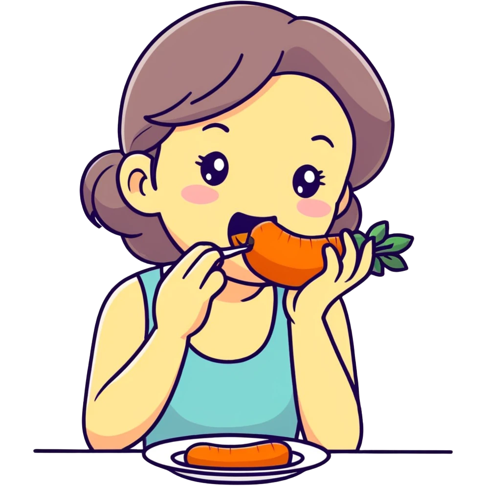 Woman eat carote emoji