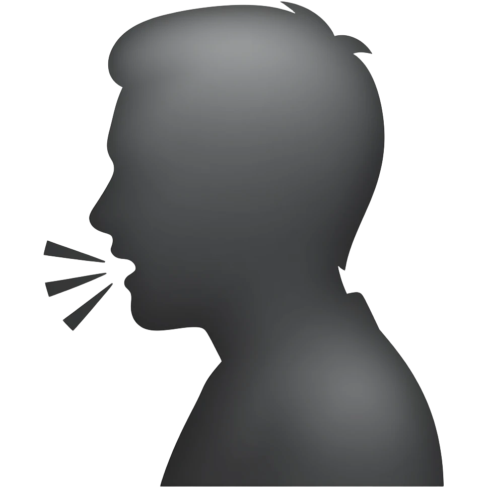 haz la silueta de una persona de lado (tipo sombra) que le salga lineas  de la boca como si estuviera hablando emoji