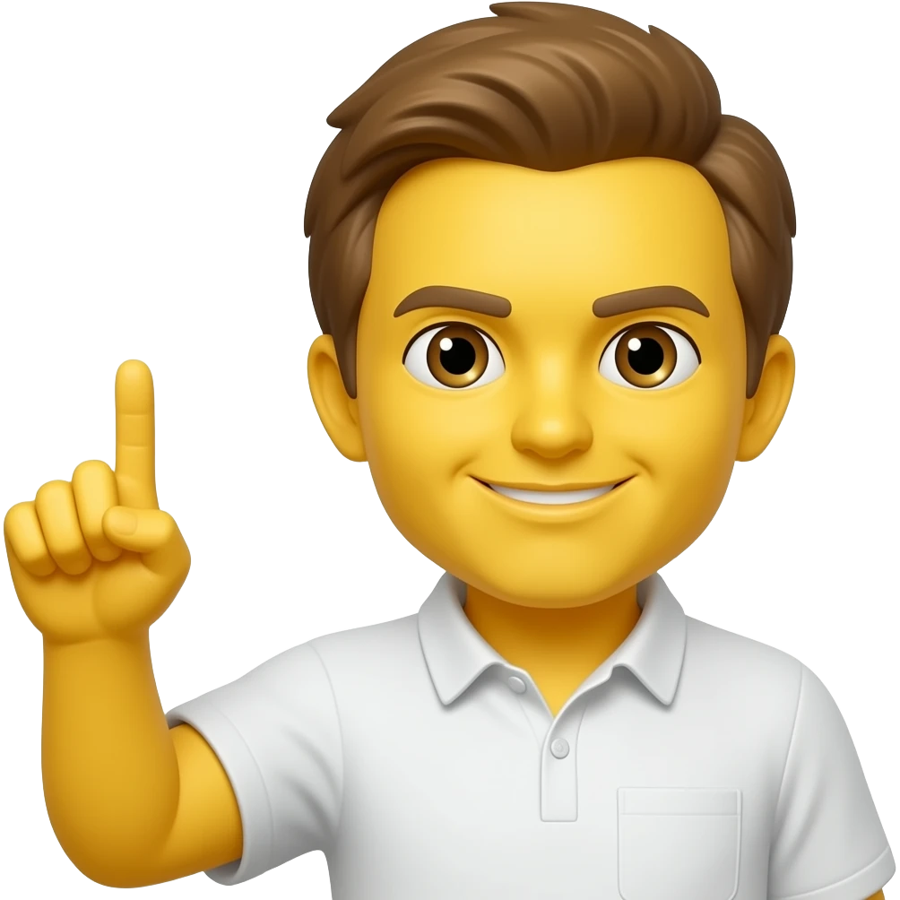 Make the average emoji yellow face and I want them to have there pointer finger pointed up like there smart emoji