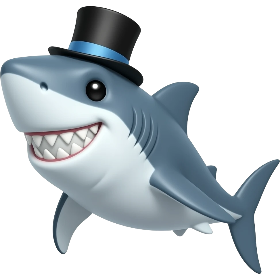 Shark with a top hat emoji