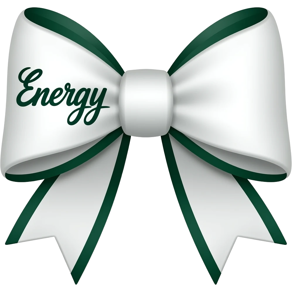 use this bow in white with dark green and add the words energy in calligraphy on the left emoji