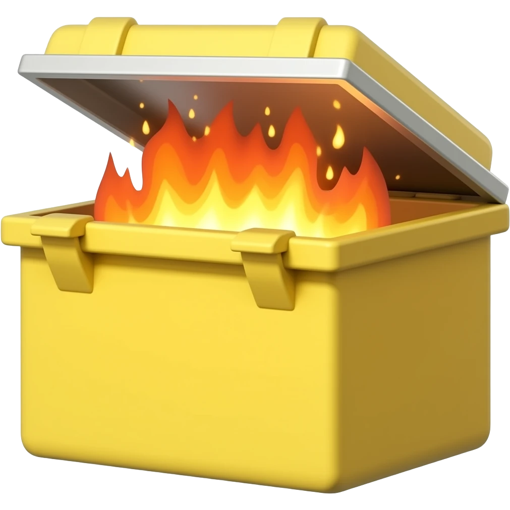 Yellow dumpster on fire emoji