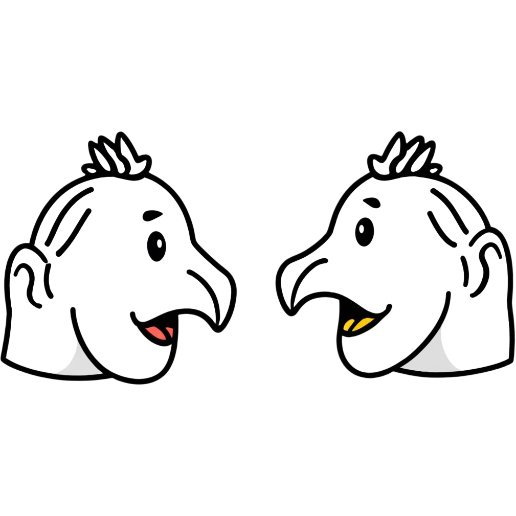 two noses bumping, outlined, cute emoji