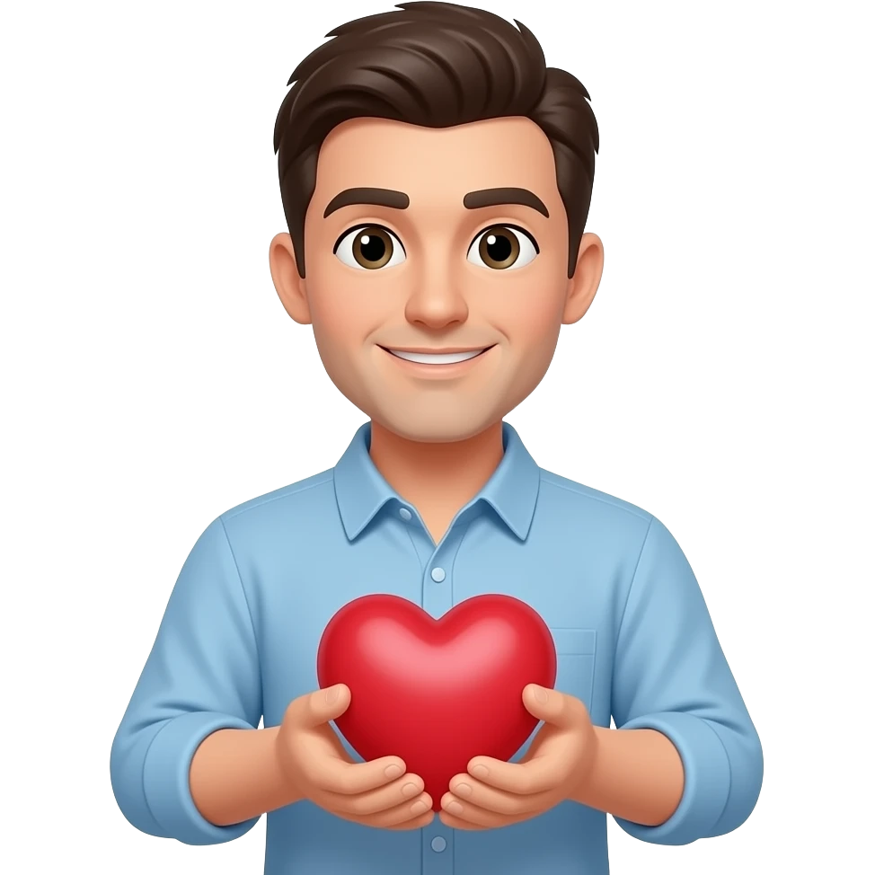 Un gars qui tien un cœur dans ces main emoji