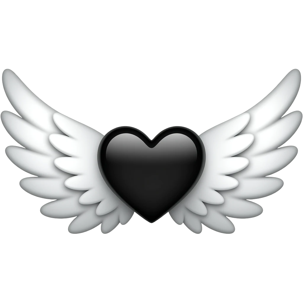 Wings with a black heart in the middle emoji