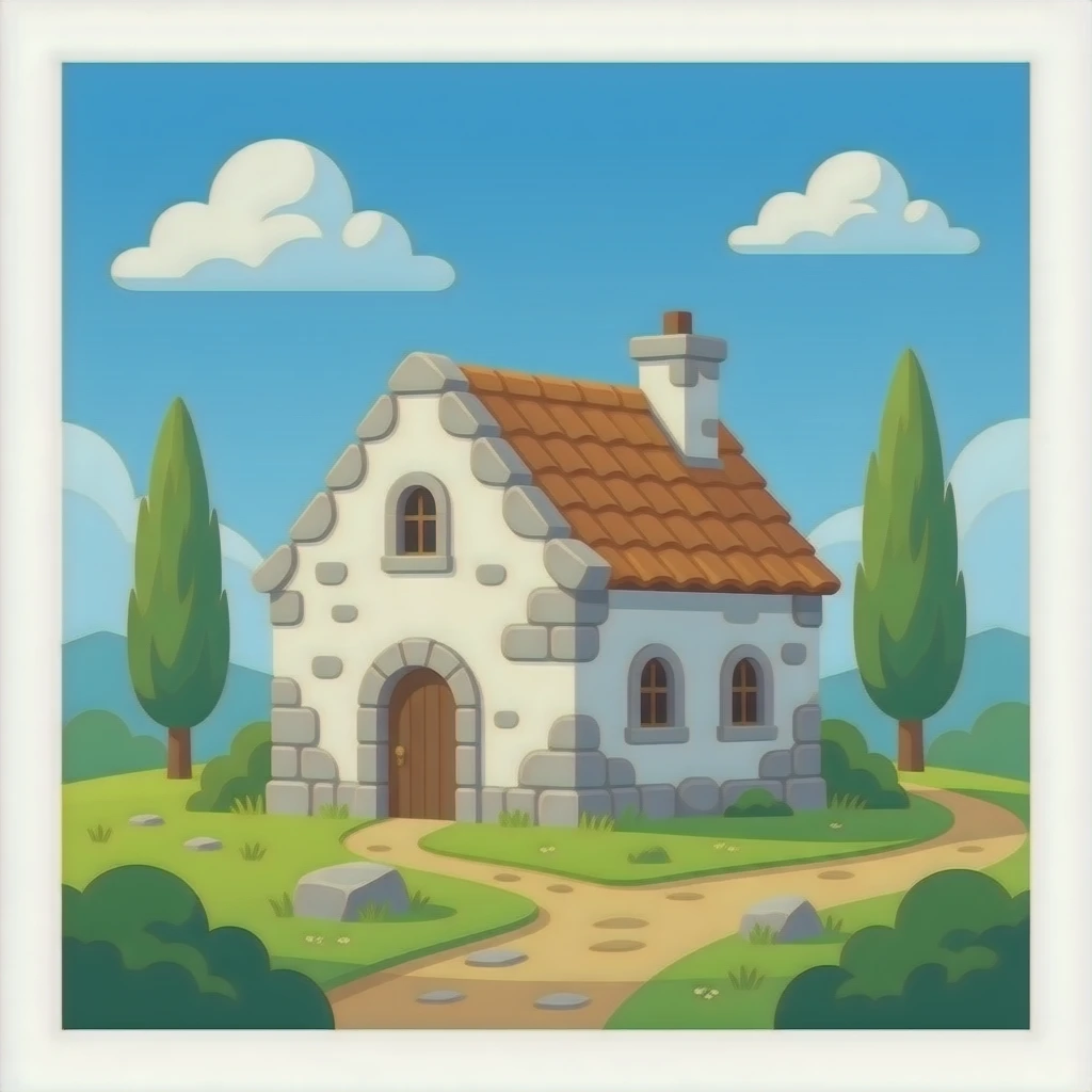 casa blanca antigua de roca emoji