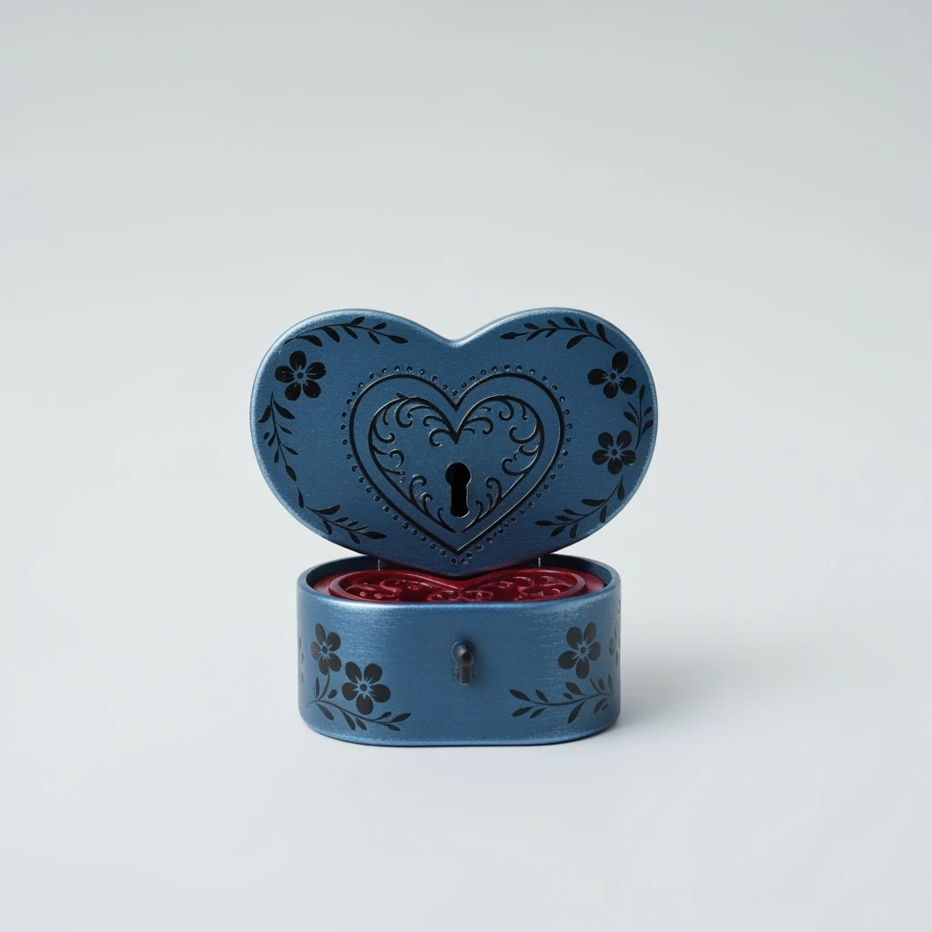 goth heart lockbox, cute, expressive, minimal emoji