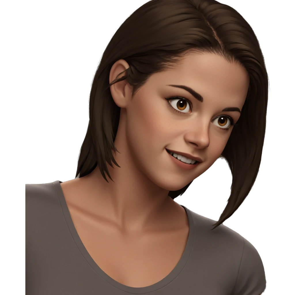 smiling girl with brown hair emoji