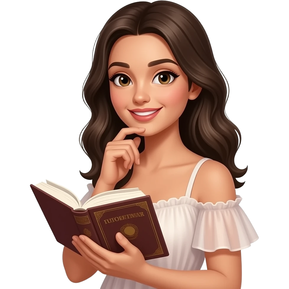 Честно смотрит в книгу, не улыбается, думает  Сильная женщина Красивая   женщина , с   одежда нежная emoji