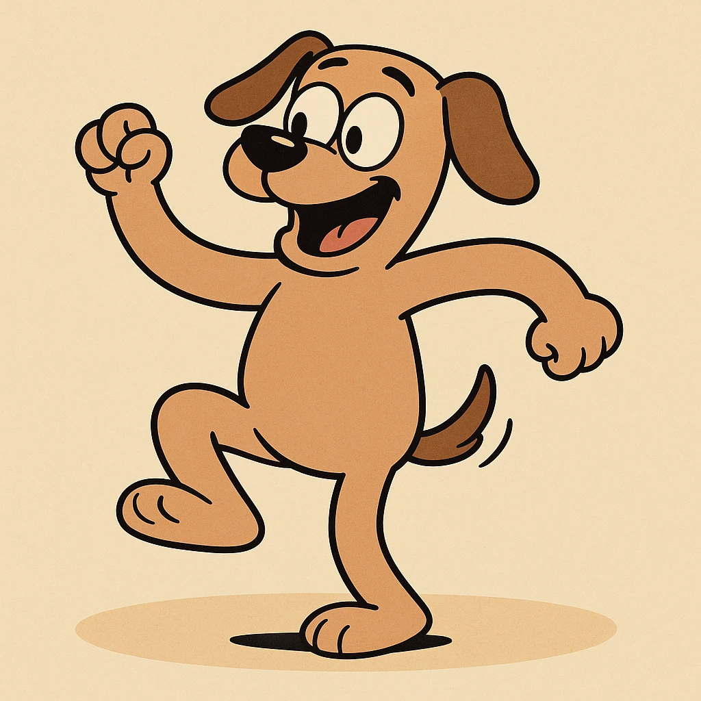 dancing dog cartoon style emoji