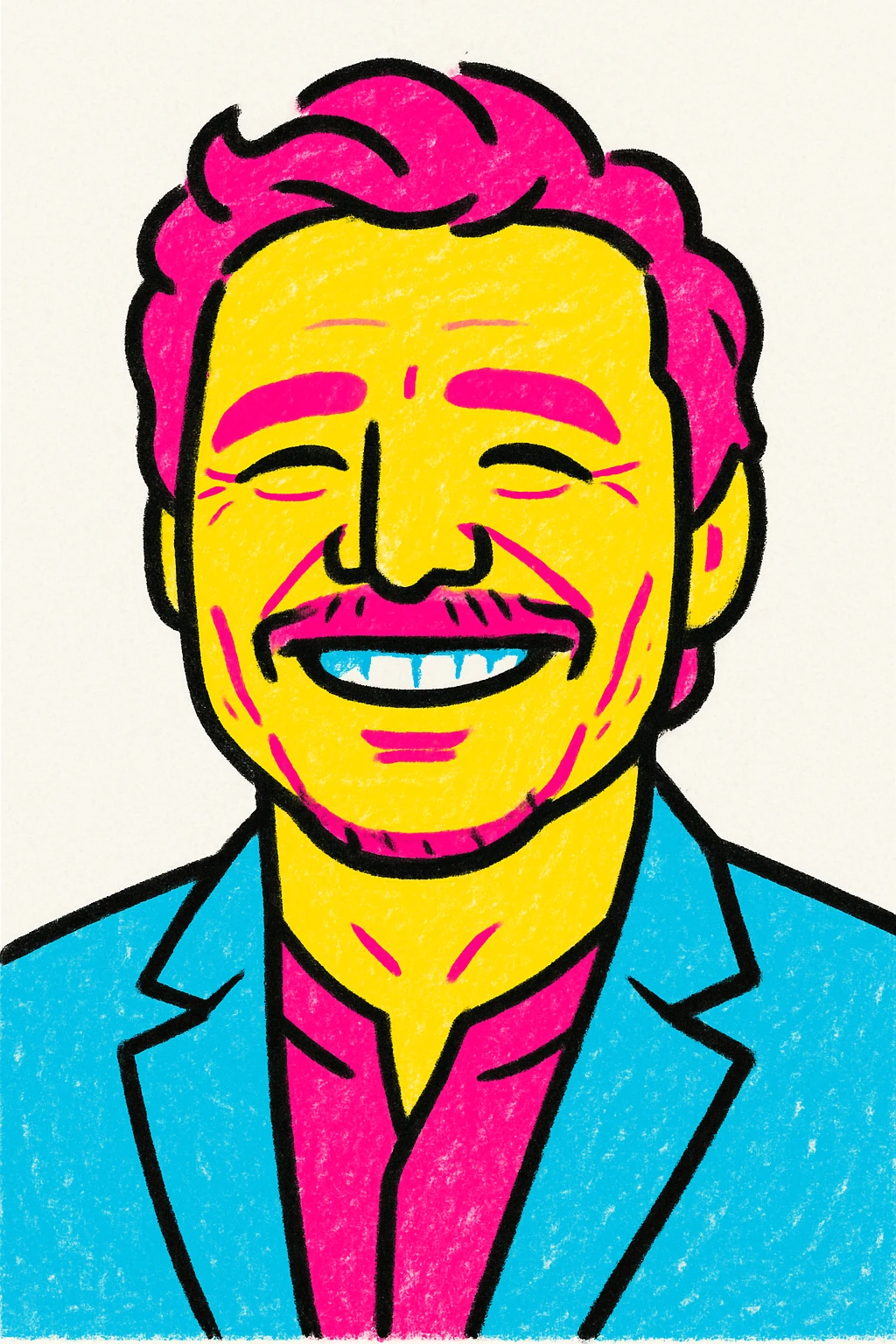 Pedro Pascal smiling, colorful sketch style, playful vibe, energetic lines, vibrant colors emoji