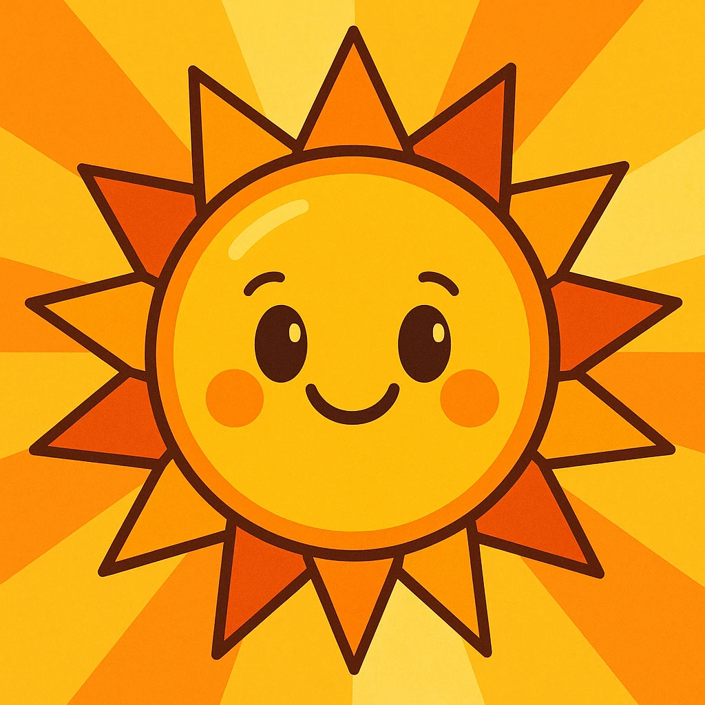 sun, vibrant cartoon style, bright and colorful emoji