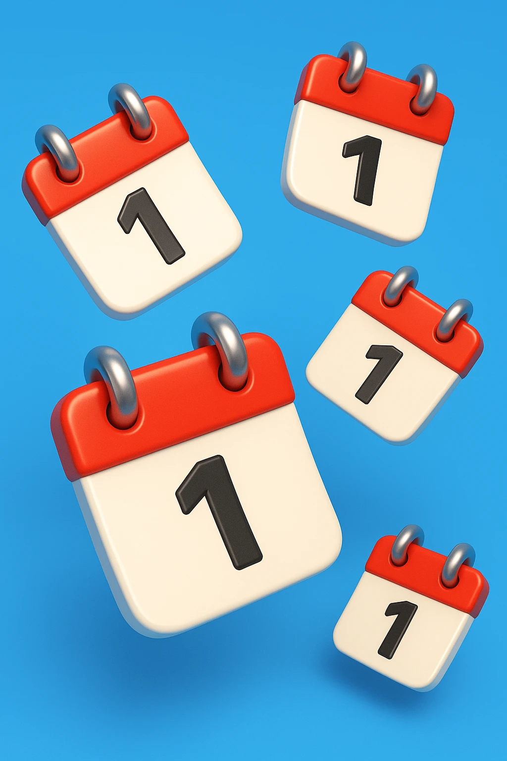 EMOJI STILE IPHONE 3D DI fogli di calendario che fluttuano in aria emoji